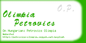olimpia petrovics business card